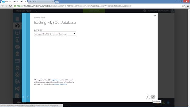 name of the database created